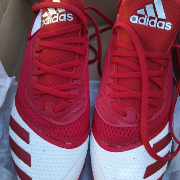 ADIDAS ICON V BOUNCE RED/WHITE BASEBALL /SOFTBALL CLEATS MEN’S  SIZE 7.5 NEW - Picture 1 of 7